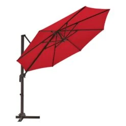 9 Ft. Round 360-Degree Rotation Cantilever Patio Umbrella In Red