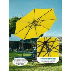 9 Ft. Round 360-Degree Rotation Cantilever Patio Umbrella In Yellow 8 9 Ft. Round 360-Degree Rotation Cantilever Patio Umbrella In Yellow -More Furniture Store cantilever umbrellas alex9 yellow 1d 1000