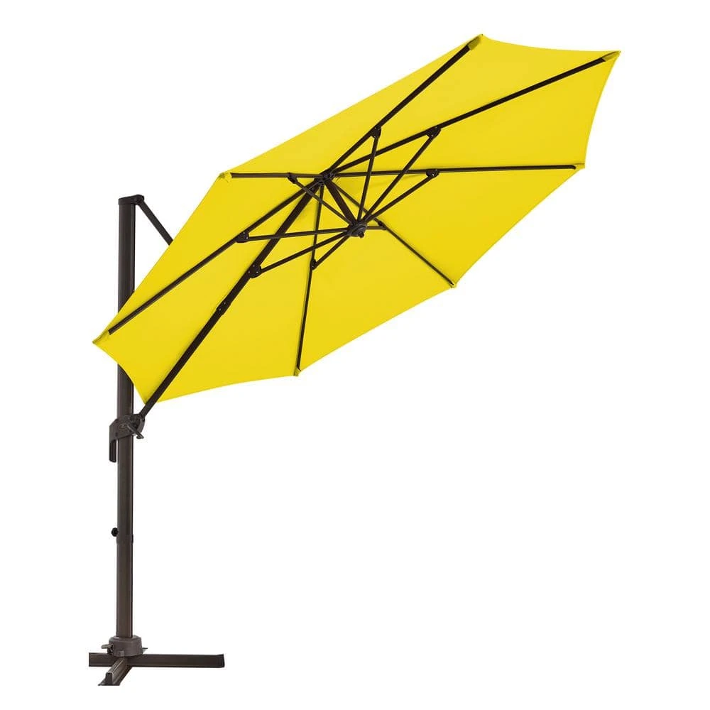 9 Ft. Round 360-Degree Rotation Cantilever Patio Umbrella In Yellow 1 9 Ft. Round 360-Degree Rotation Cantilever Patio Umbrella In Yellow