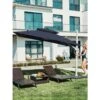 Rectangular 10 Ft. X 10 Ft. Aluminum Solar Lighted Cantilever Patio Umbrella With Cover In Navy
