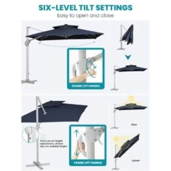 Rectangular 10 Ft. X 10 Ft. Aluminum Solar Lighted Cantilever Patio Umbrella With Cover In Navy -More Furniture Store cantilever umbrellas bet10x10 dt ny 66 1000