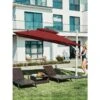 Rectangular 10 Ft. X 10 Ft. Aluminum Solar Lighted Cantilever Patio Umbrella With Cover In Red