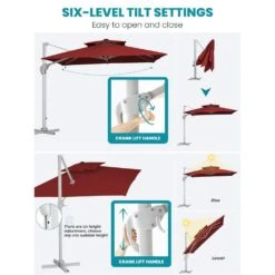 Rectangular 10 Ft. X 10 Ft. Aluminum Solar Lighted Cantilever Patio Umbrella With Cover In Red -More Furniture Store cantilever umbrellas bet10x10 dt rd 66 1000