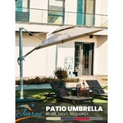 Deluxe 11 Ft. Aluminum Cantilever Solar Patio Umbrella With LED Light Tubes In Beige -More Furniture Store cantilever umbrellas bet11 dt be d4 1000