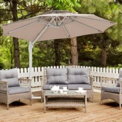 10 Ft. Aluminum Cantilever Umbrella With Cover In Beige 17 10 Ft. Aluminum Cantilever Umbrella With Cover In Beige -More Furniture Store cantilever umbrellas boerte10 beige 31 1000