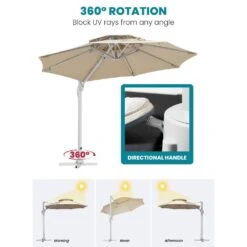 10 Ft. Aluminum Cantilever Umbrella With Cover In Beige 15 10 Ft. Aluminum Cantilever Umbrella With Cover In Beige -More Furniture Store cantilever umbrellas boerte10 beige 77 1000
