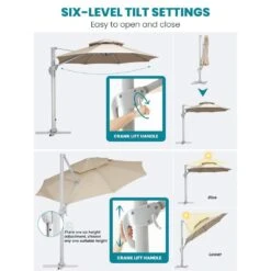 10 Ft. Aluminum Cantilever Umbrella With Cover In Beige 16 10 Ft. Aluminum Cantilever Umbrella With Cover In Beige -More Furniture Store cantilever umbrellas boerte10 beige d4 1000