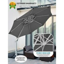 10 Ft. Aluminum Cantilever Umbrella With Cover In Gray -More Furniture Store cantilever umbrellas boerte10 gray 1d 1000