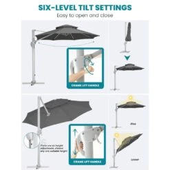 10 Ft. Aluminum Cantilever Umbrella With Cover In Gray -More Furniture Store cantilever umbrellas boerte10 gray d4 1000