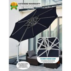 10 Ft. Aluminum Cantilever Umbrella With Cover In Navy 11 10 Ft. Aluminum Cantilever Umbrella With Cover In Navy -More Furniture Store cantilever umbrellas boerte10 navy 1d 1000