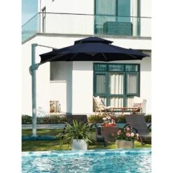10 Ft. Aluminum Cantilever Umbrella With Cover In Navy