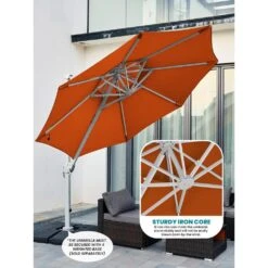 10 Ft. Aluminum Cantilever Umbrella With Cover In Orange 12 10 Ft. Aluminum Cantilever Umbrella With Cover In Orange -More Furniture Store cantilever umbrellas boerte10 orange 1d 1000