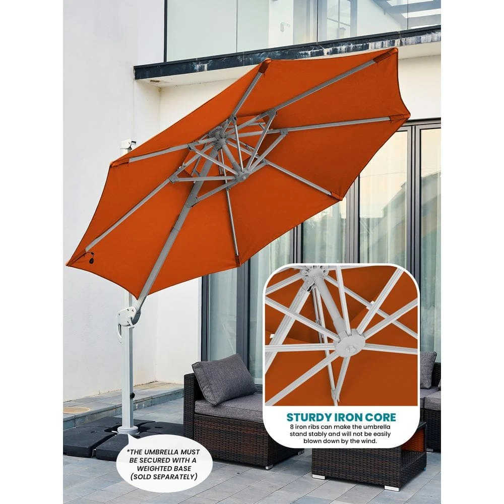 10 Ft. Aluminum Cantilever Umbrella With Cover In Orange 4 10 Ft. Aluminum Cantilever Umbrella With Cover In Orange - Image 4