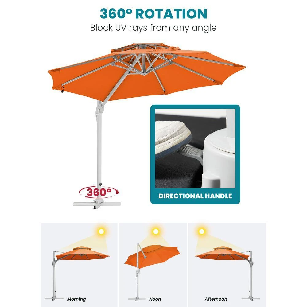 10 Ft. Aluminum Cantilever Umbrella With Cover In Orange 6 10 Ft. Aluminum Cantilever Umbrella With Cover In Orange - Image 6