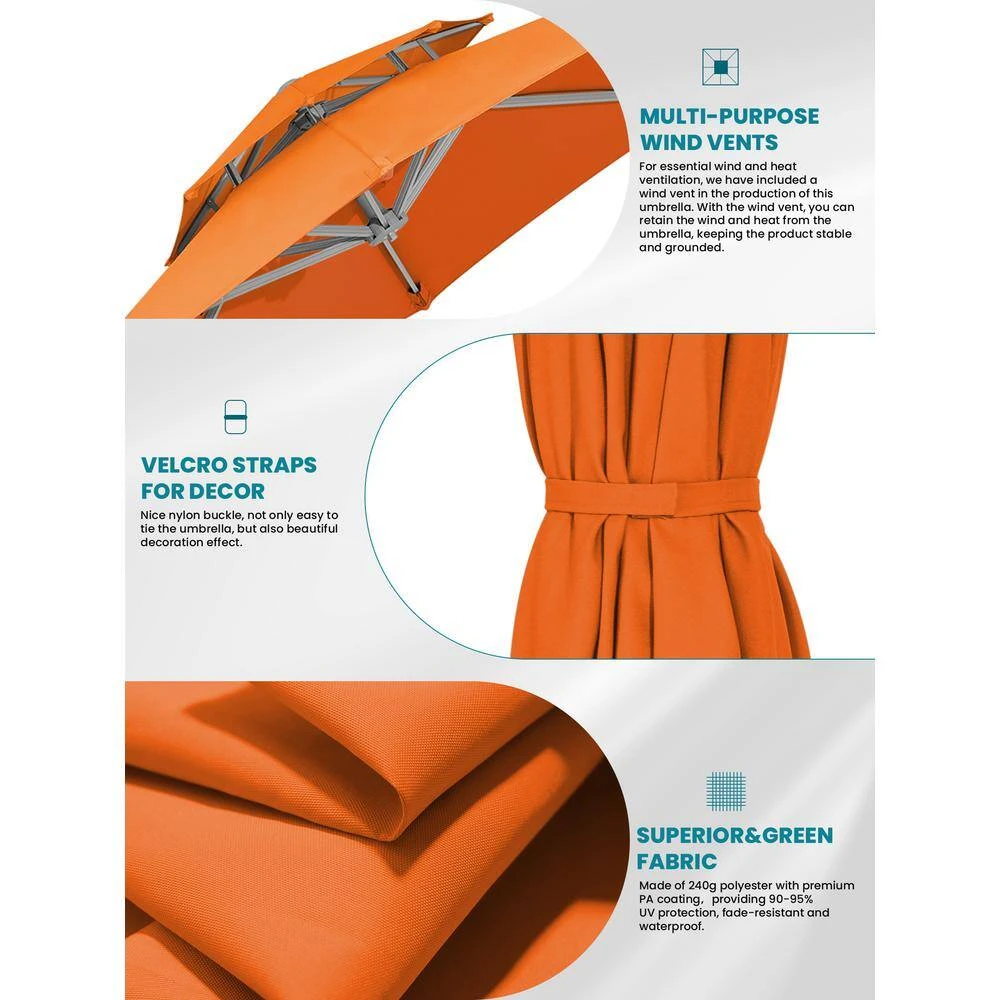 10 Ft. Aluminum Cantilever Umbrella With Cover In Orange 3 10 Ft. Aluminum Cantilever Umbrella With Cover In Orange - Image 3