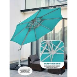 10 Ft. Aluminum Cantilever Umbrella With Cover In Peacook Blue -More Furniture Store cantilever umbrellas boerte10 pb 1d 1000