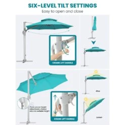 10 Ft. Aluminum Cantilever Umbrella With Cover In Peacook Blue -More Furniture Store cantilever umbrellas boerte10 pb d4 1000