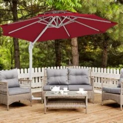10 Ft. Aluminum Cantilever Umbrella With Cover In Red -More Furniture Store cantilever umbrellas boerte10 red 31 1000