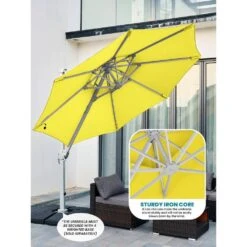 10 Ft. Aluminum Cantilever Umbrella With Cover In Yellow -More Furniture Store cantilever umbrellas boerte10 yellow 1d 1000
