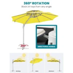 10 Ft. Aluminum Cantilever Umbrella With Cover In Yellow -More Furniture Store cantilever umbrellas boerte10 yellow 77 1000