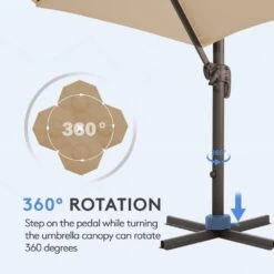10 Ft. Round Patio Cantilever Umbrella With Cover In Beige 10 10 Ft. Round Patio Cantilever Umbrella With Cover In Beige -More Furniture Store cantilever umbrellas boerte11 beige c3 1000