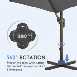 10 Ft. Round Patio Cantilever Umbrella With Cover In Gray -More Furniture Store cantilever umbrellas boerte11 gray 4f 1000