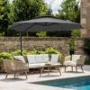 10 Ft. Round Patio Cantilever Umbrella With Cover In Gray