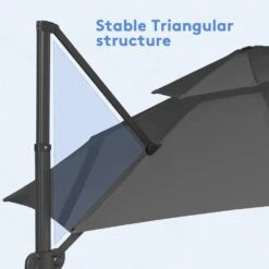 10 Ft. Round Patio Cantilever Umbrella With Cover In Gray -More Furniture Store cantilever umbrellas boerte11 gray fa 1000