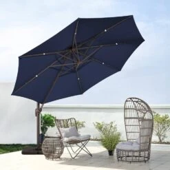 10 Ft. Round Patio Cantilever Umbrella With Cover In Navy -More Furniture Store cantilever umbrellas boerte11 navy 31 1000