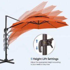 10 Ft. Round Patio Cantilever Umbrella With Cover In Orange -More Furniture Store cantilever umbrellas boerte11 orange 1f 1000