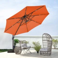 10 Ft. Round Patio Cantilever Umbrella With Cover In Orange -More Furniture Store cantilever umbrellas boerte11 orange 31 1000