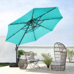 10 Ft. Round Patio Cantilever Umbrella With Cover In Peacock Blue -More Furniture Store cantilever umbrellas boerte11 pb 31 1000