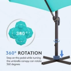 10 Ft. Round Patio Cantilever Umbrella With Cover In Peacock Blue -More Furniture Store cantilever umbrellas boerte11 pb 4f 1000