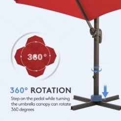 10 Ft. Round Patio Cantilever Umbrella With Cover In Red -More Furniture Store cantilever umbrellas boerte11 red 4f 1000