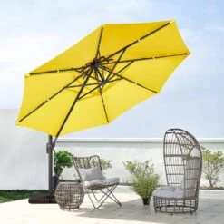 10 Ft. Round Patio Cantilever Umbrella With Cover In Yellow -More Furniture Store cantilever umbrellas boerte11 yellow 31 1000