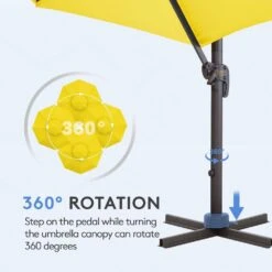 10 Ft. Round Patio Cantilever Umbrella With Cover In Yellow -More Furniture Store cantilever umbrellas boerte11 yellow 4f 1000