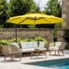 10 Ft. Round Patio Cantilever Umbrella With Cover In Yellow
