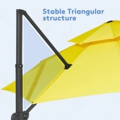 10 Ft. Round Patio Cantilever Umbrella With Cover In Yellow -More Furniture Store cantilever umbrellas boerte11 yellow fa 1000