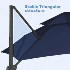 Double Top 11 Ft.Outdoor Cantilever Umbrella With Base And Cover,Heavy-Duty 360° Rotation Patio Umbrella In Navy -More Furniture Store cantilever umbrellas boerte12 navy fa 1000