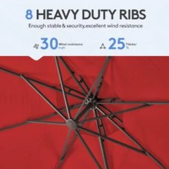 Double Top 11 Ft.Outdoor Cantilever Umbrella With Base And Cover,Heavy-Duty 360° Rotation Patio Umbrella In Red -More Furniture Store cantilever umbrellas boerte12 red 44 1000