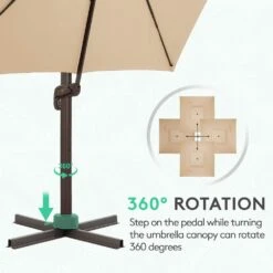 SunShade Deluxe 10 Ft. Square Cantilever Umbrella With Cover Heavy-Duty 360° Rotation Patio Umbrella In Beige -More Furniture Store cantilever umbrellas djfx10 bg 1f 1000
