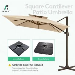SunShade Deluxe 10 Ft. Square Cantilever Umbrella With Cover Heavy-Duty 360° Rotation Patio Umbrella In Beige -More Furniture Store cantilever umbrellas djfx10 bg 44 1000