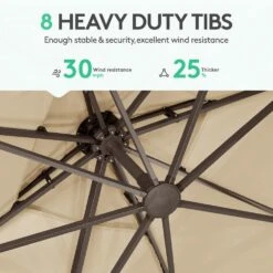 SunShade Deluxe 10 Ft. Square Cantilever Umbrella With Cover Heavy-Duty 360° Rotation Patio Umbrella In Beige -More Furniture Store cantilever umbrellas djfx10 bg 4f 1000