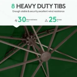 SunShade Deluxe 10 Ft. Square Cantilever Umbrella With Cover Heavy-Duty 360° Rotation Patio Umbrella In Dark Green 8 SunShade Deluxe 10 Ft. Square Cantilever Umbrella With Cover Heavy-Duty 360° Rotation Patio Umbrella In Dark Green -More Furniture Store cantilever umbrellas djfx10 dgn 4f 1000