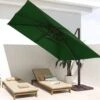 SunShade Deluxe 10 Ft. Square Cantilever Umbrella With Cover Heavy-Duty 360° Rotation Patio Umbrella In Dark Green