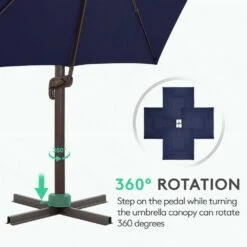 SunShade Deluxe 10 Ft. Square Cantilever Umbrella With Cover Heavy-Duty 360° Rotation Patio Umbrella In Navy 9 SunShade Deluxe 10 Ft. Square Cantilever Umbrella With Cover Heavy-Duty 360° Rotation Patio Umbrella In Navy -More Furniture Store cantilever umbrellas djfx10 nv 1f 1000