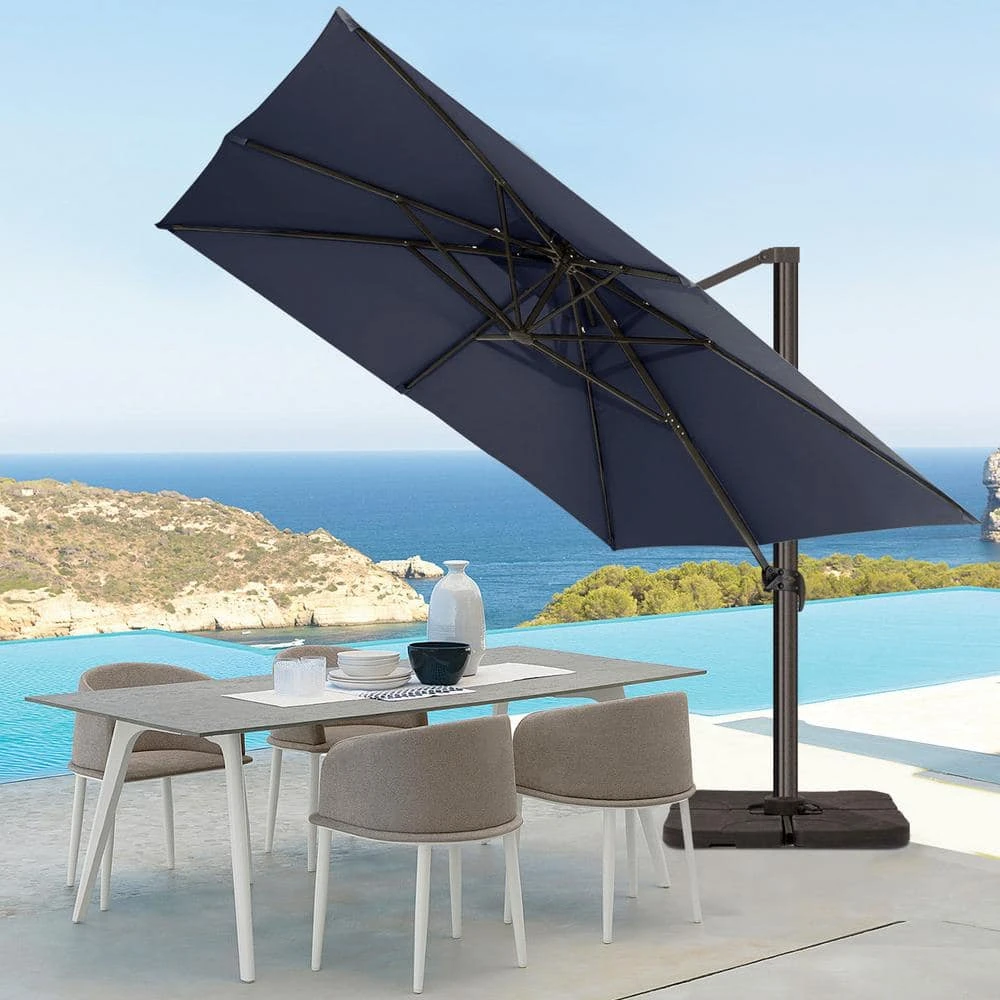 SunShade Deluxe 10 Ft. Square Cantilever Umbrella With Cover Heavy-Duty 360° Rotation Patio Umbrella In Navy 6 SunShade Deluxe 10 Ft. Square Cantilever Umbrella With Cover Heavy-Duty 360° Rotation Patio Umbrella In Navy - Image 6