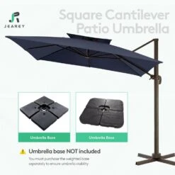 SunShade Deluxe 10 Ft. Square Cantilever Umbrella With Cover Heavy-Duty 360° Rotation Patio Umbrella In Navy 10 SunShade Deluxe 10 Ft. Square Cantilever Umbrella With Cover Heavy-Duty 360° Rotation Patio Umbrella In Navy -More Furniture Store cantilever umbrellas djfx10 nv 44 1000