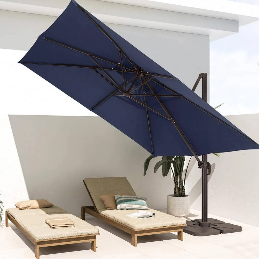 SunShade Deluxe 10 Ft. Square Cantilever Umbrella With Cover Heavy-Duty 360° Rotation Patio Umbrella In Navy 1 SunShade Deluxe 10 Ft. Square Cantilever Umbrella With Cover Heavy-Duty 360° Rotation Patio Umbrella In Navy