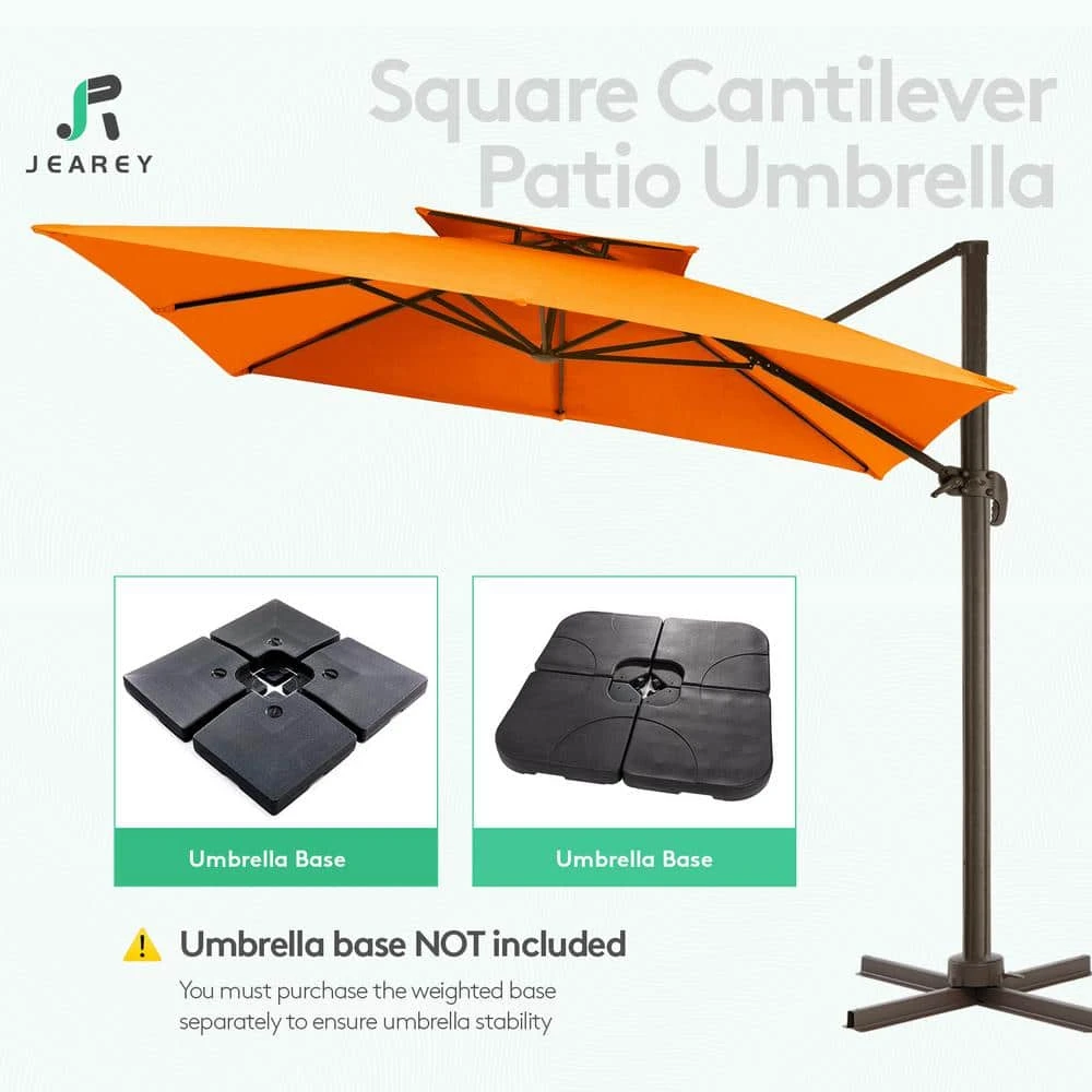SunShade Deluxe 10 Ft. Square Cantilever Umbrella With Cover Heavy-Duty 360° Rotation Patio Umbrella In Pumpkin 5 SunShade Deluxe 10 Ft. Square Cantilever Umbrella With Cover Heavy-Duty 360° Rotation Patio Umbrella In Pumpkin - Image 5